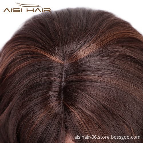 Aisi Hair Heat Resistant Hair Body Wave Wig Synthetic Mixed Brown Long Wig For Black White Women Party Fashion Cosplay Wigs